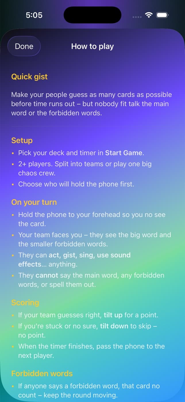 Wetin Be Dis how to play instructions screen